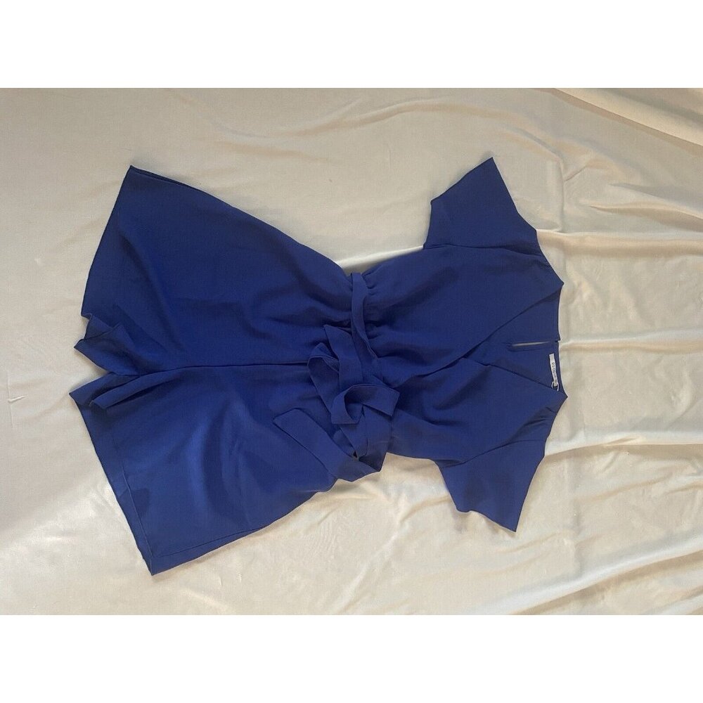 Blue Sleeveless Drawstring Waist Romper One-Piece Size Medium Women's
